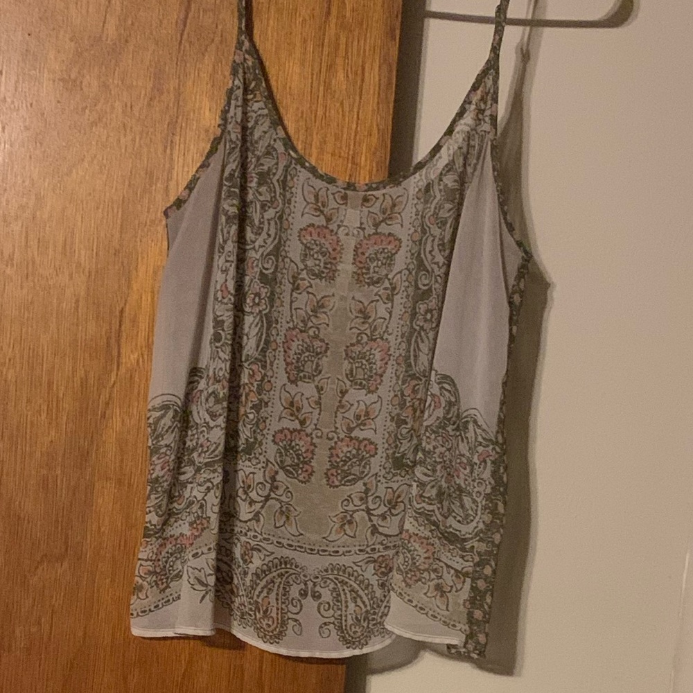 Green and pink see through floral tank top